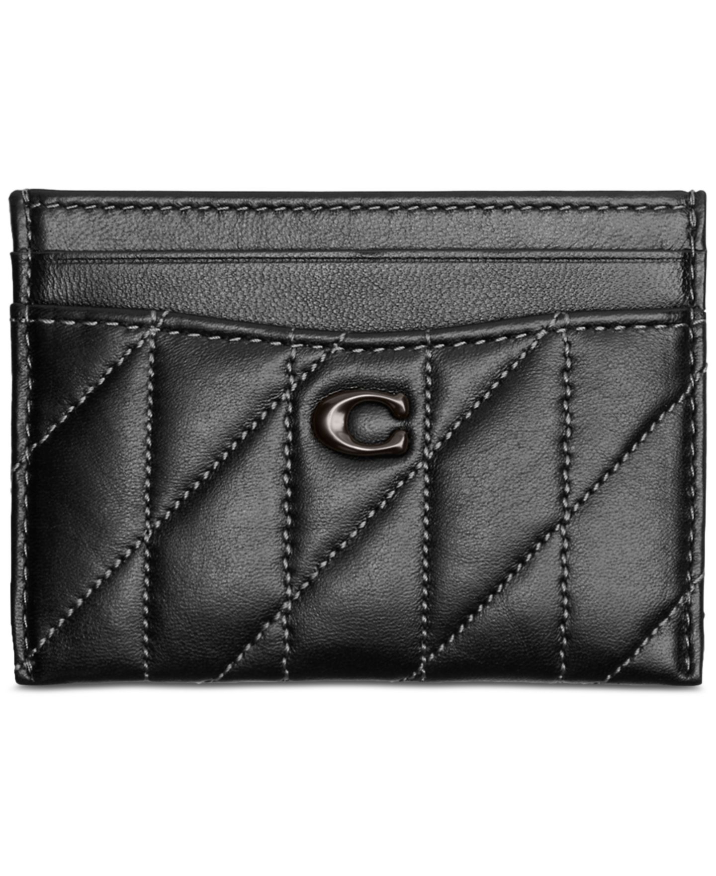 Женский кошелёк COACH Essential Quilted Pillow Leather Card Case, цвет: Чёрный — фото 1
