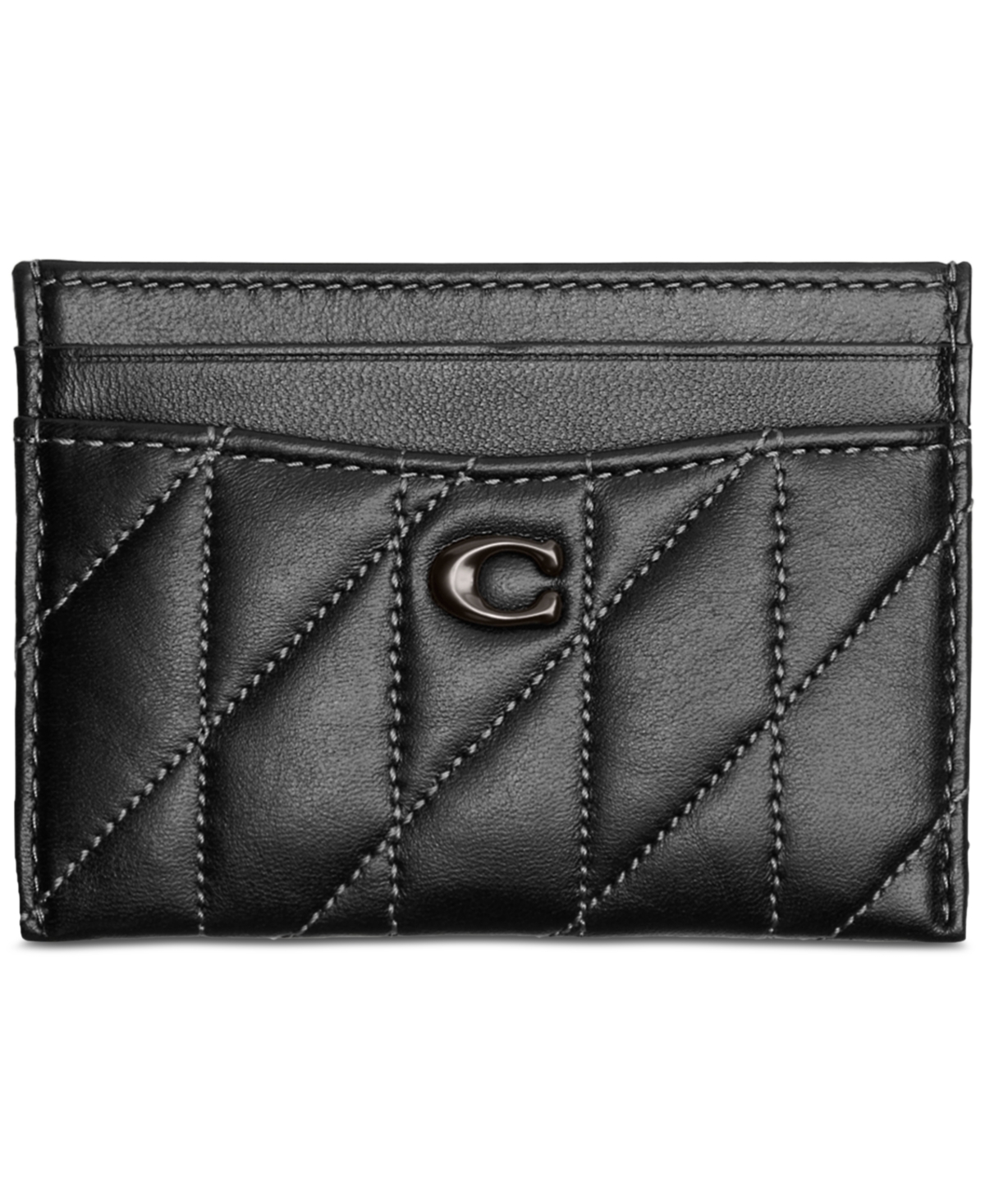 Coach Essential Quilted Pillow Leather Card Case - Padded Black