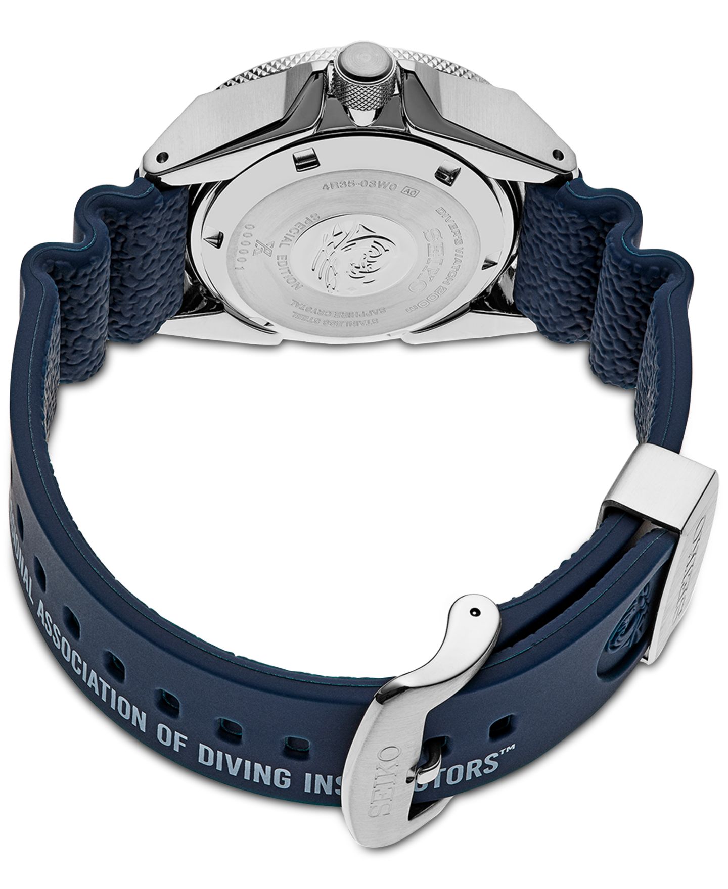 Мужские часы Seiko Automatic Prospex Padi Special Edition Blue Silicone Strap Watch 45mm — фото 3