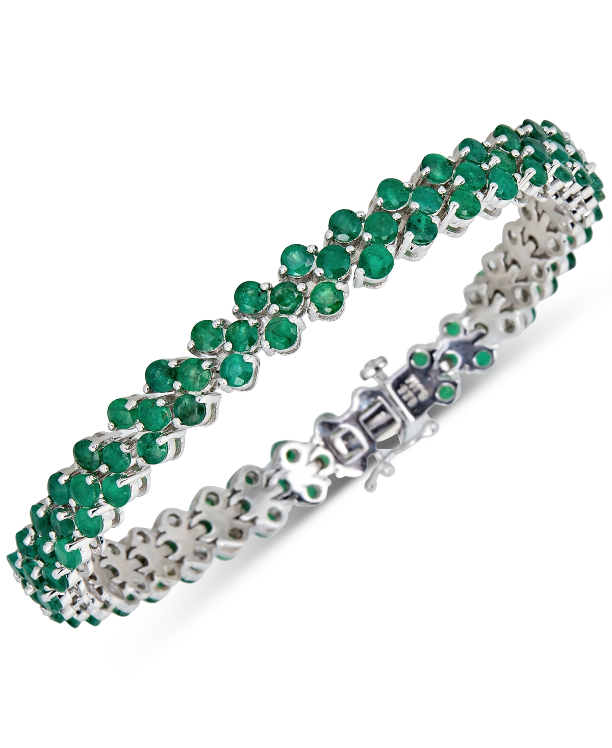 Macy's Sapphire Cluster Multirow Bracelet (11-1/10 Ct. T.w.) In Sterling Silver (also In Emerald)