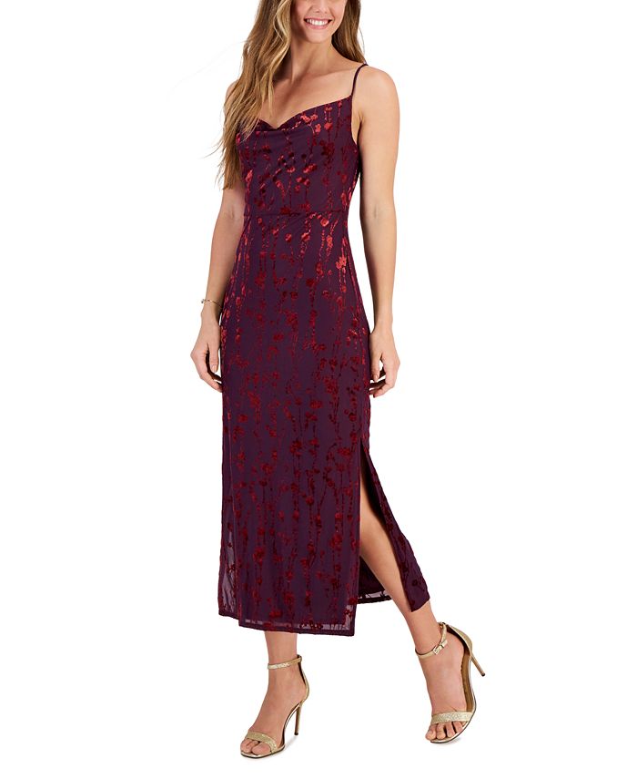 Taylor Women s Sleeveless Velvet Burnout Draped Neck Dress Macy s