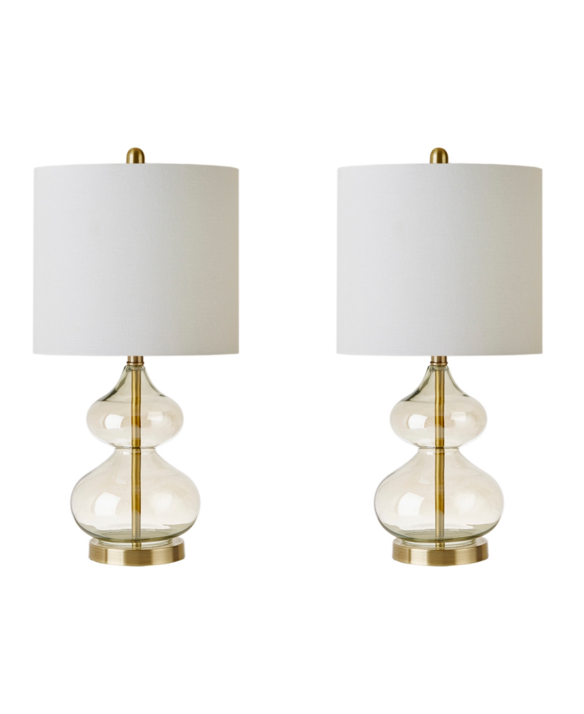 510 Design Ellipse Curved Glass Table Lamp, Set Of 2 In White