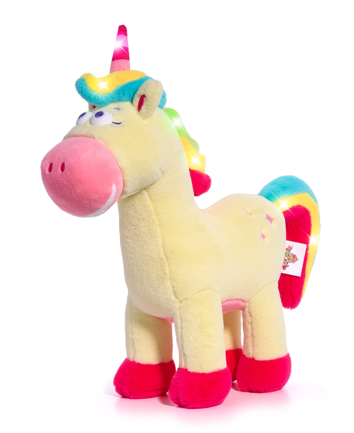 Geoffrey's Toy Box 14" Glow Brights Toy Plush Led With Sound Unicorn, Created For Macys In Pastel Pink