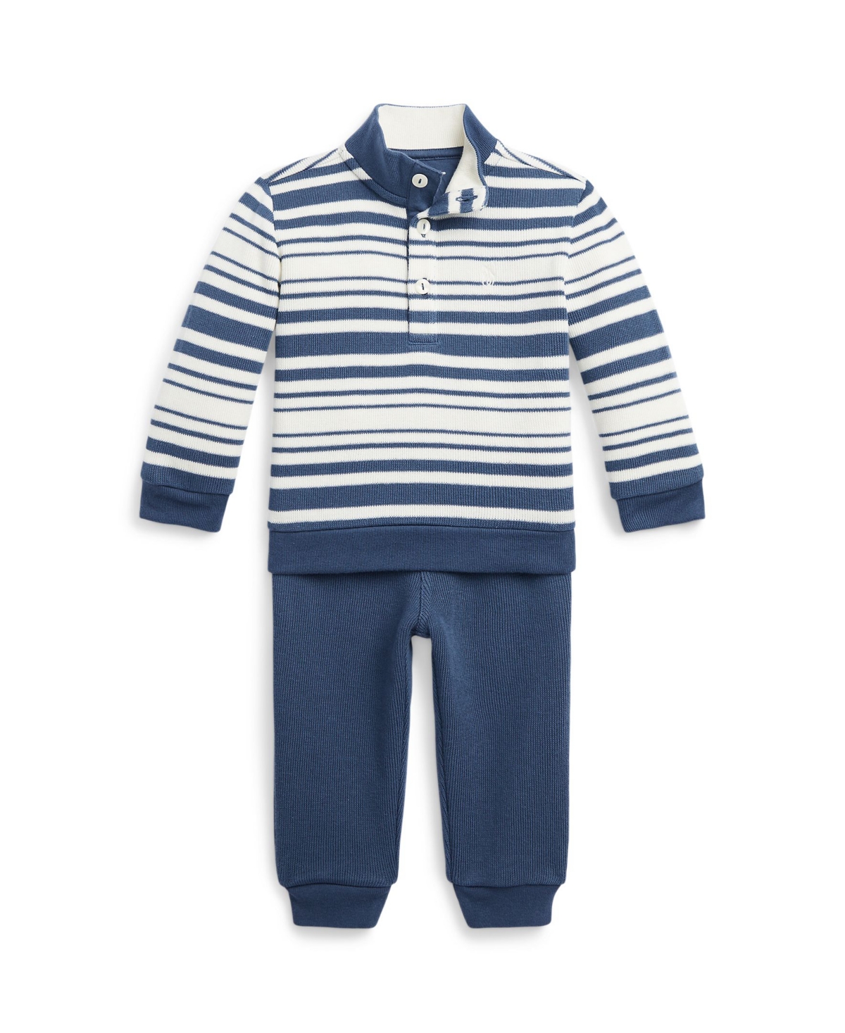 Polo Ralph Lauren Baby Boys Striped Cotton Pullover And Pants Set In Clancy Blue