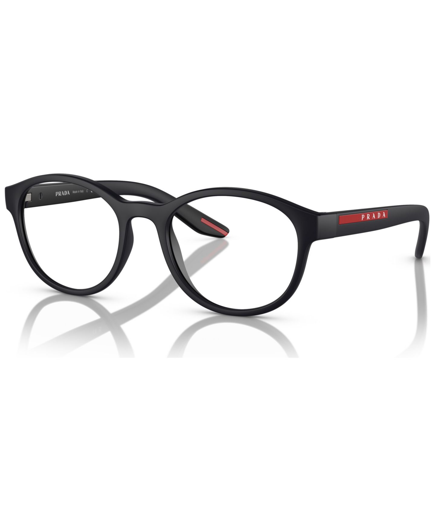 Мужские очки PRADA LINEA ROSSA Man Panthos Plastic PS 07PV Eyeglasses, цвет: Чёрный каучуковый — фото 1