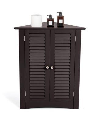Storage Cabinet Freestanding Floor Cabinet Bathroom w/ Shutter Door