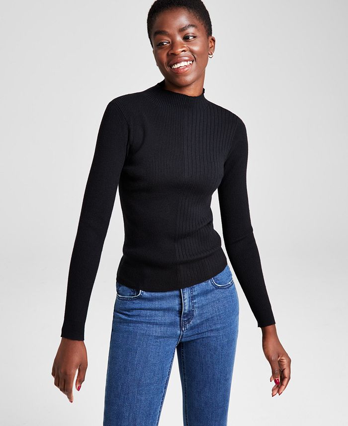 Ladies ribbed shop turtleneck sweater