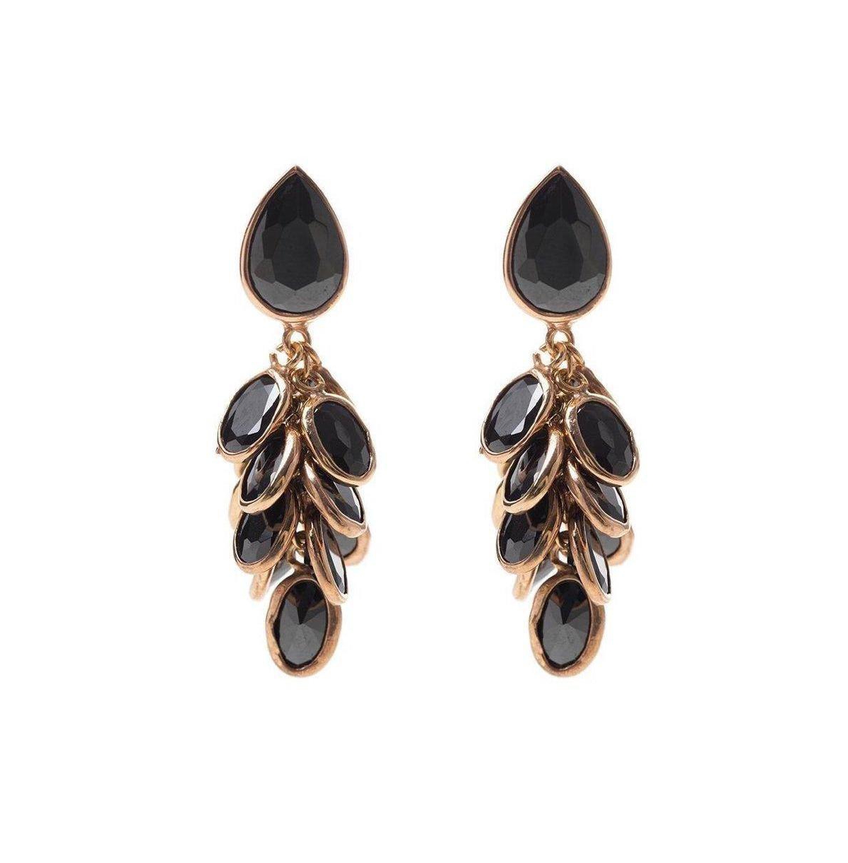 Petite Black And Rose Gold Crystal Drops Earrings - Black