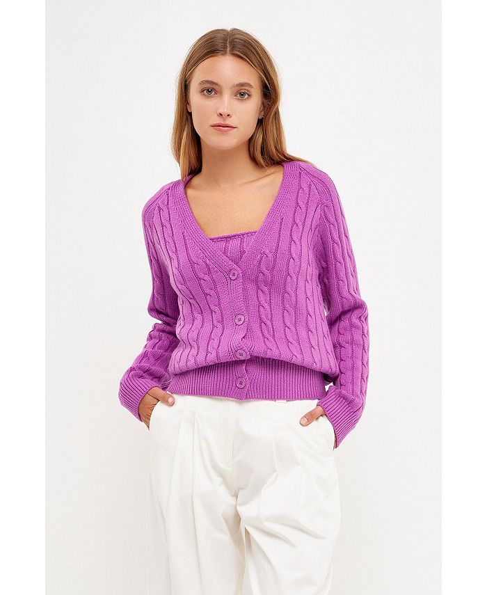 English Factory Women's Cable Knit Cardigan - Macy's