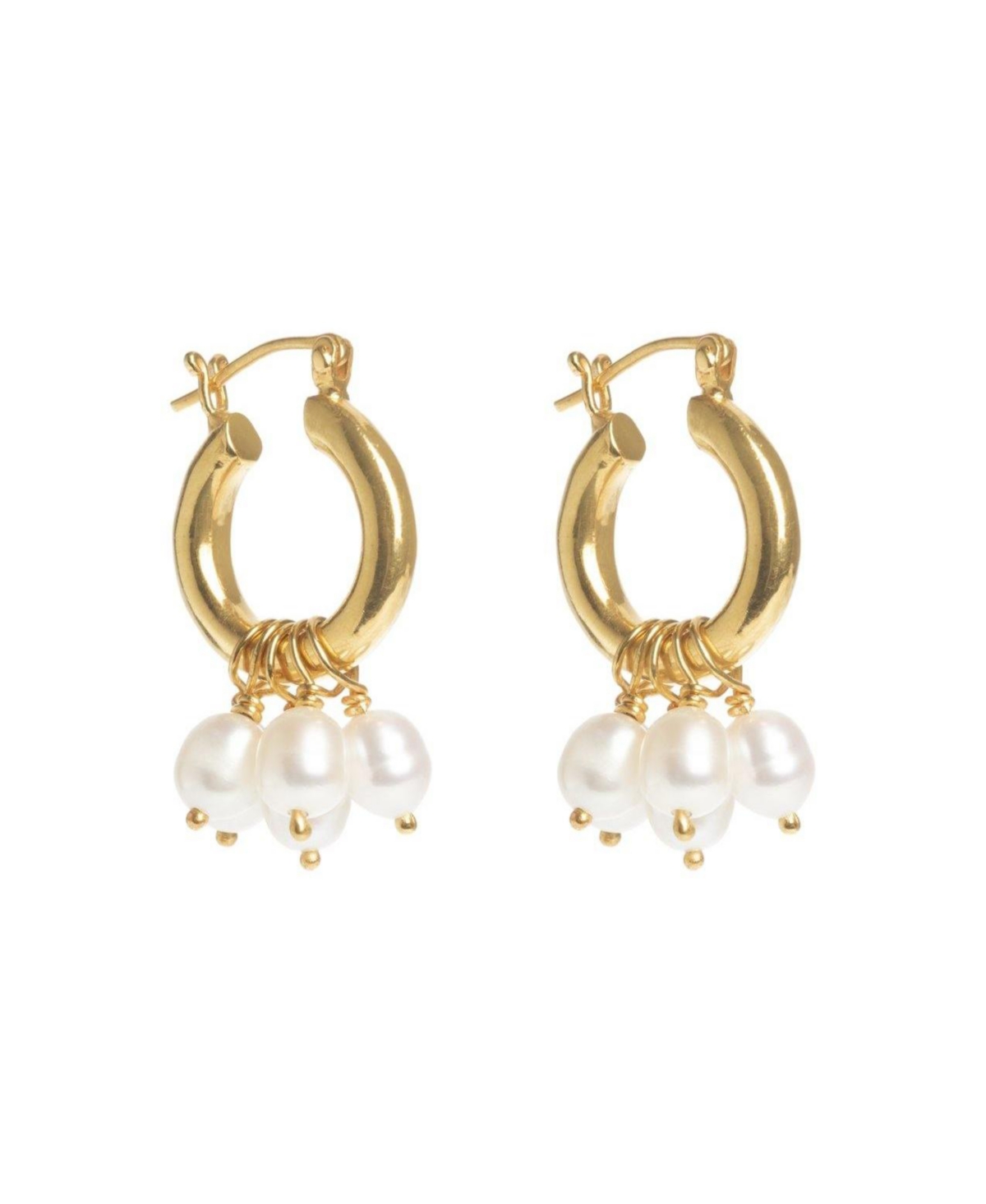 Mini Hoops With Detachable Pearls Earrings - Gold