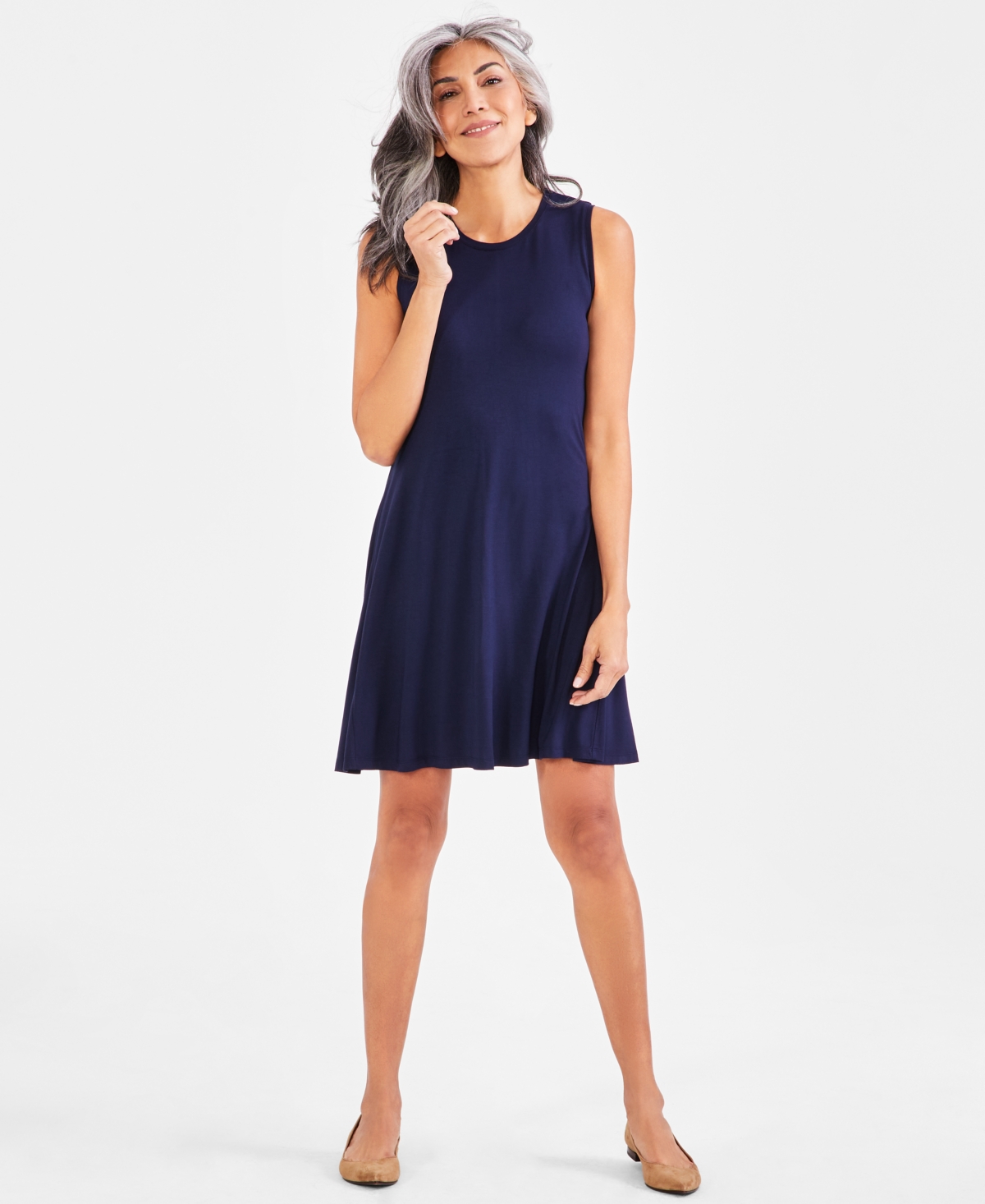 Style & Co Women's Sleeveless Flip-flop Dress, Created For Macy's In Industrial Blue