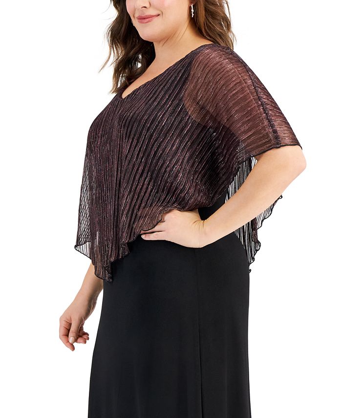 Connected Plus Size Pleated Cape Overlay Maxi Dress Macy s