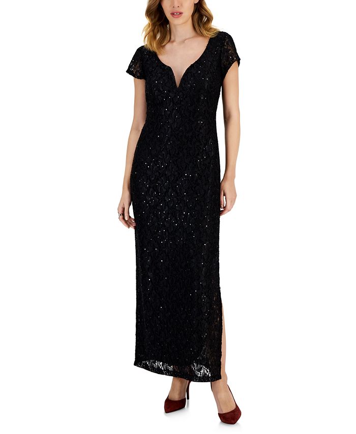 Connected Petite Lace Wired V-Neck Maxi Dress - Macy's