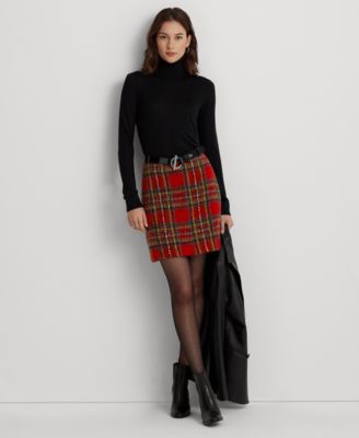 Lauren Ralph Lauren Women's Plaid Mohair Pencil Miniskirt - Macy's