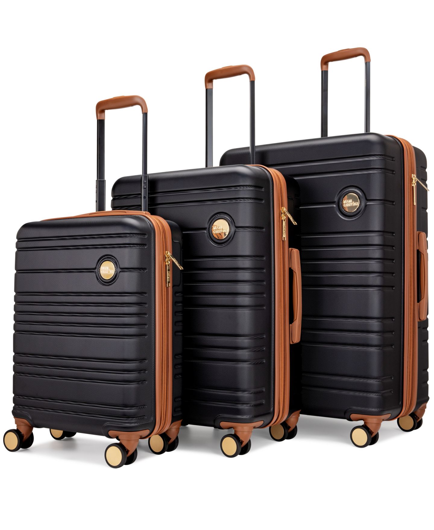Набор чемоданов Miami CarryOn Brickell из 3 шт., расширяемые, на колёсах, ретро, цвет: Чёрный — фото 2