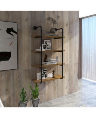 Industrial Multi-Tier Shelf Wall-Mounted Floating Shelf Utility Bookcase