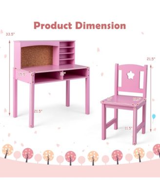 Kids Desk and Chair Set Study Writing Workstation with Hutch & Bulletin Board