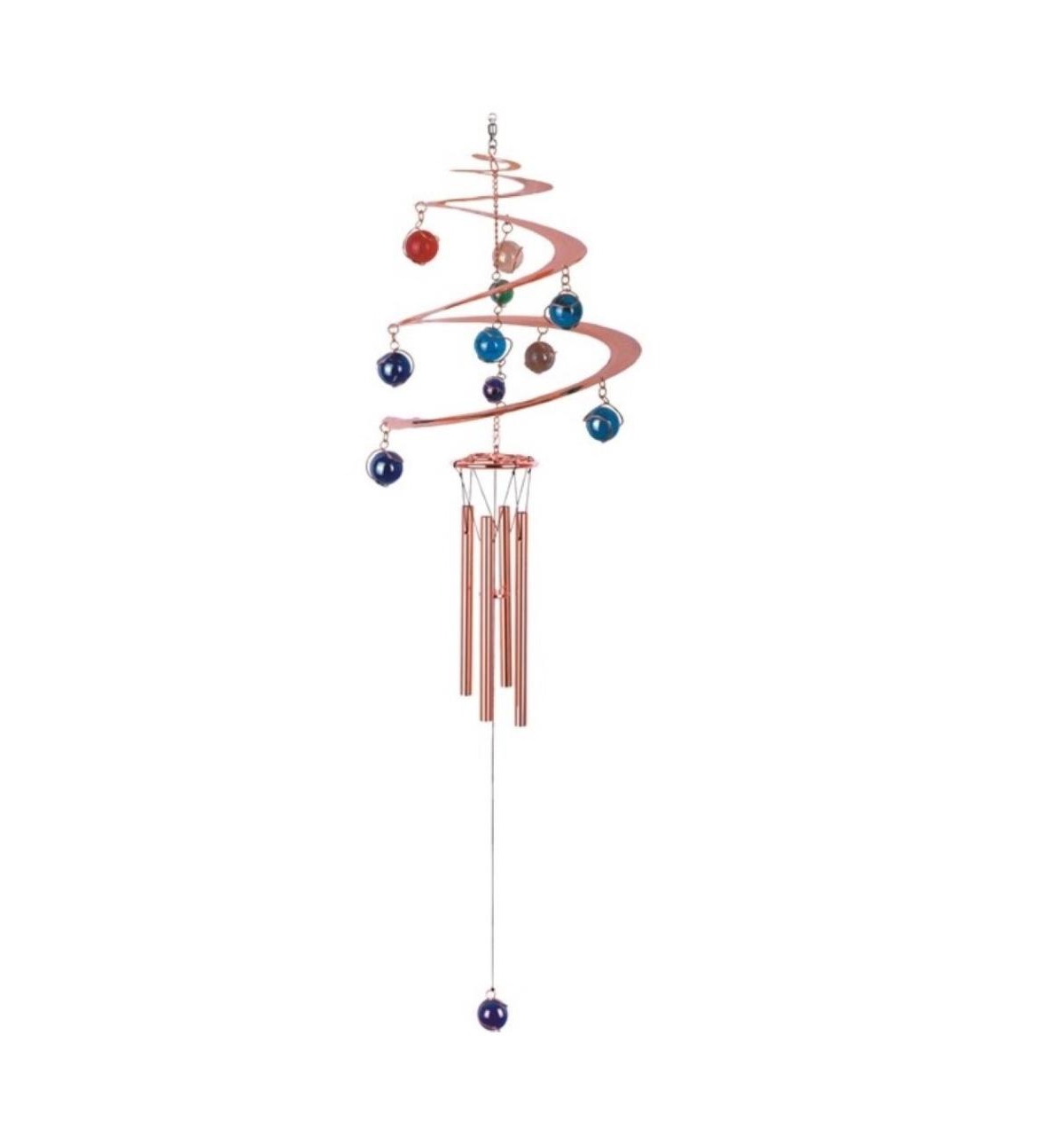 27" Long Spiral Wind Chime with Copper Gem - Copper