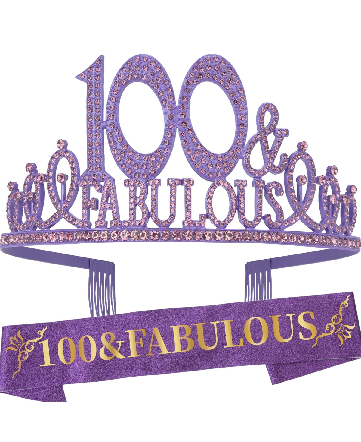 100th Birthday Celebration Set: Gifts for Women, Crown, Decorations, Party Supplies, Tiara, and Banner - Perfect for a Memorable Milestone Birthday -