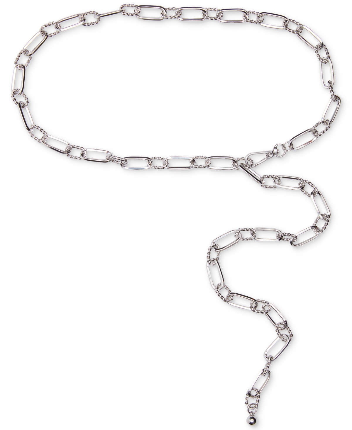 Women's Paperclip & Twisted Ring Chain Belt - Silver