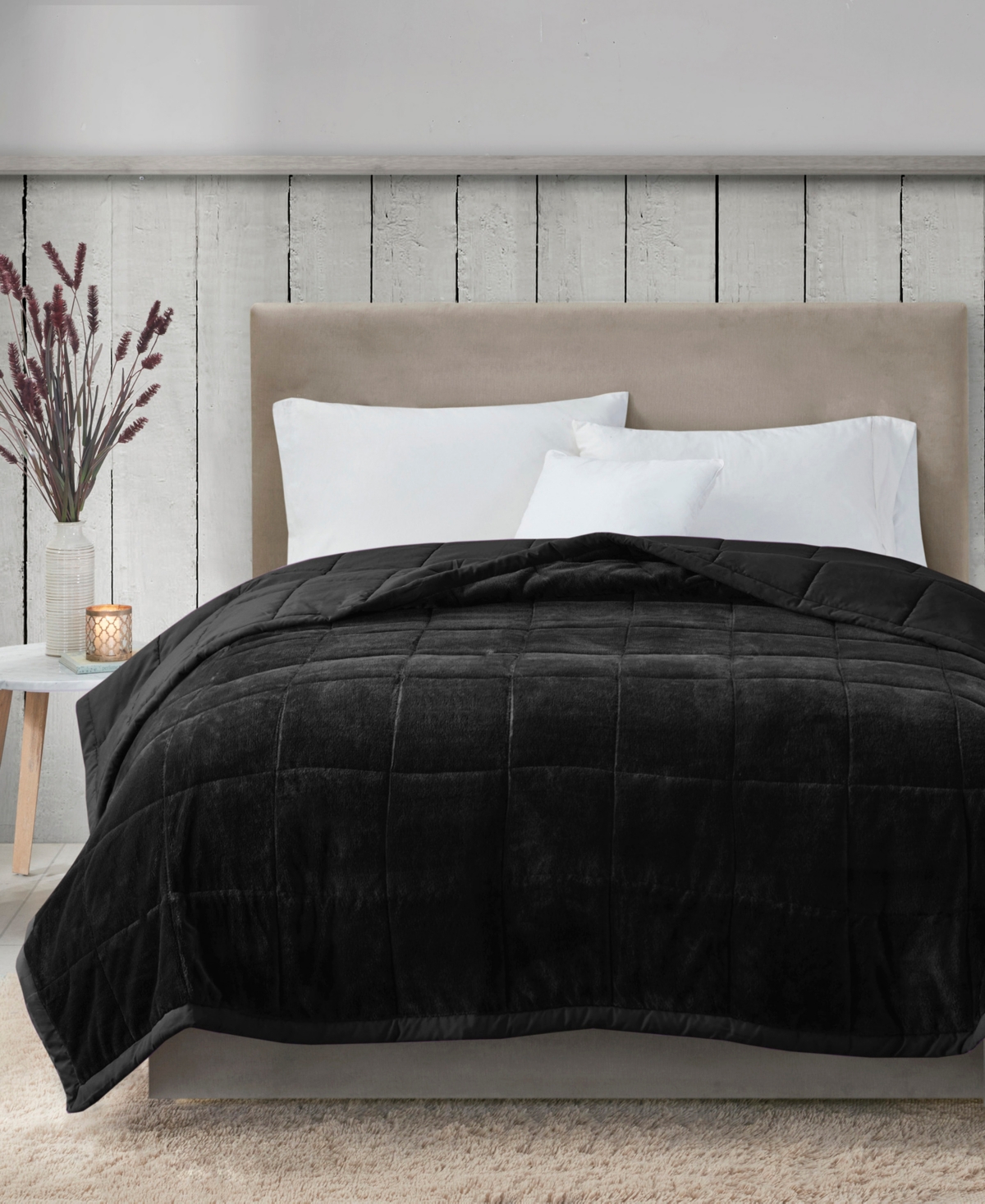 Madison Park Coleman Plush Reversible Heiq Smart Temperature Down Alternative Blanket, King In Black