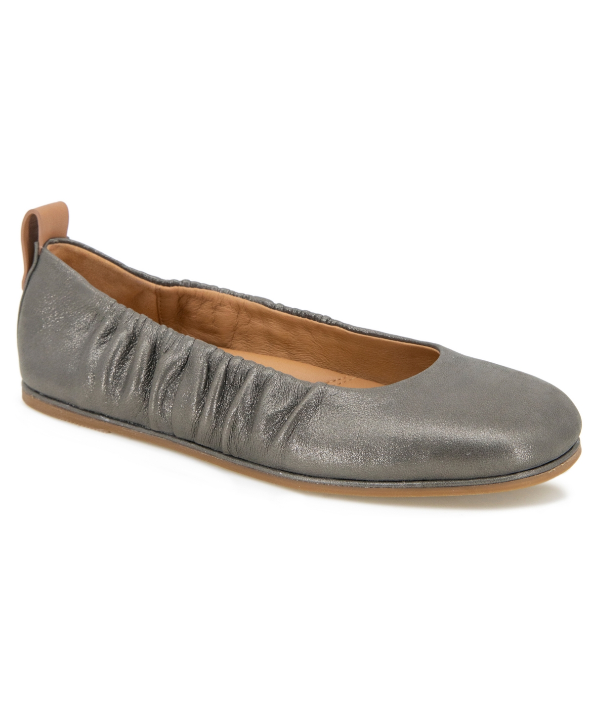 Shop Gentle Souls Women's Mavis Ballet Flat Heel Sandal In Pewter Leather
