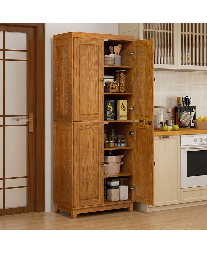 72.5" Pinewood Large Kitchen Pantry Storage Mahogany