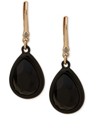 DKNY - Gold-Tone Green Stone Tear-Shape Drop Earrings