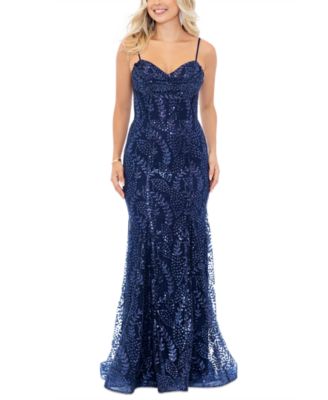 Blondie Nites - Juniors' Glitter Mesh Corset Gown