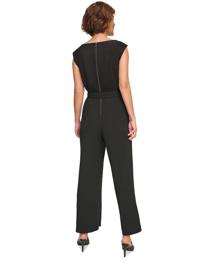 DKNY Women's AsymmetricNeck MixedMedia Jumpsuit Macy's