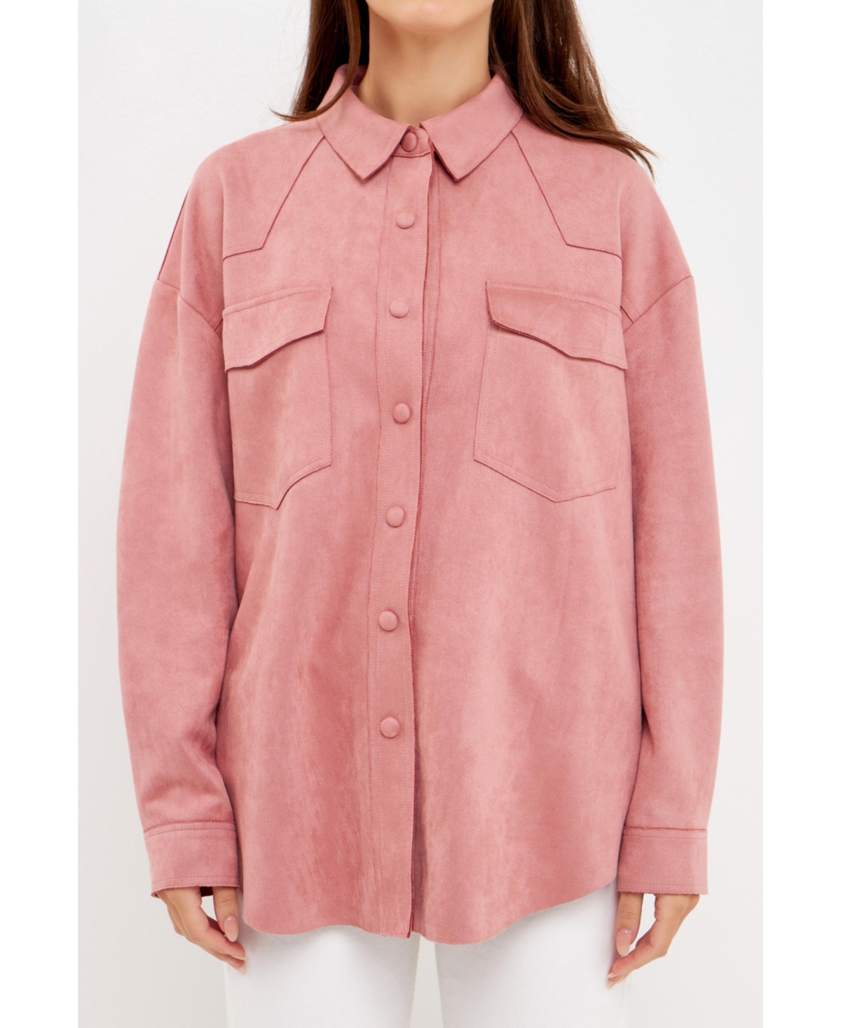 English Factory Women's Faux Suede Over Shirts