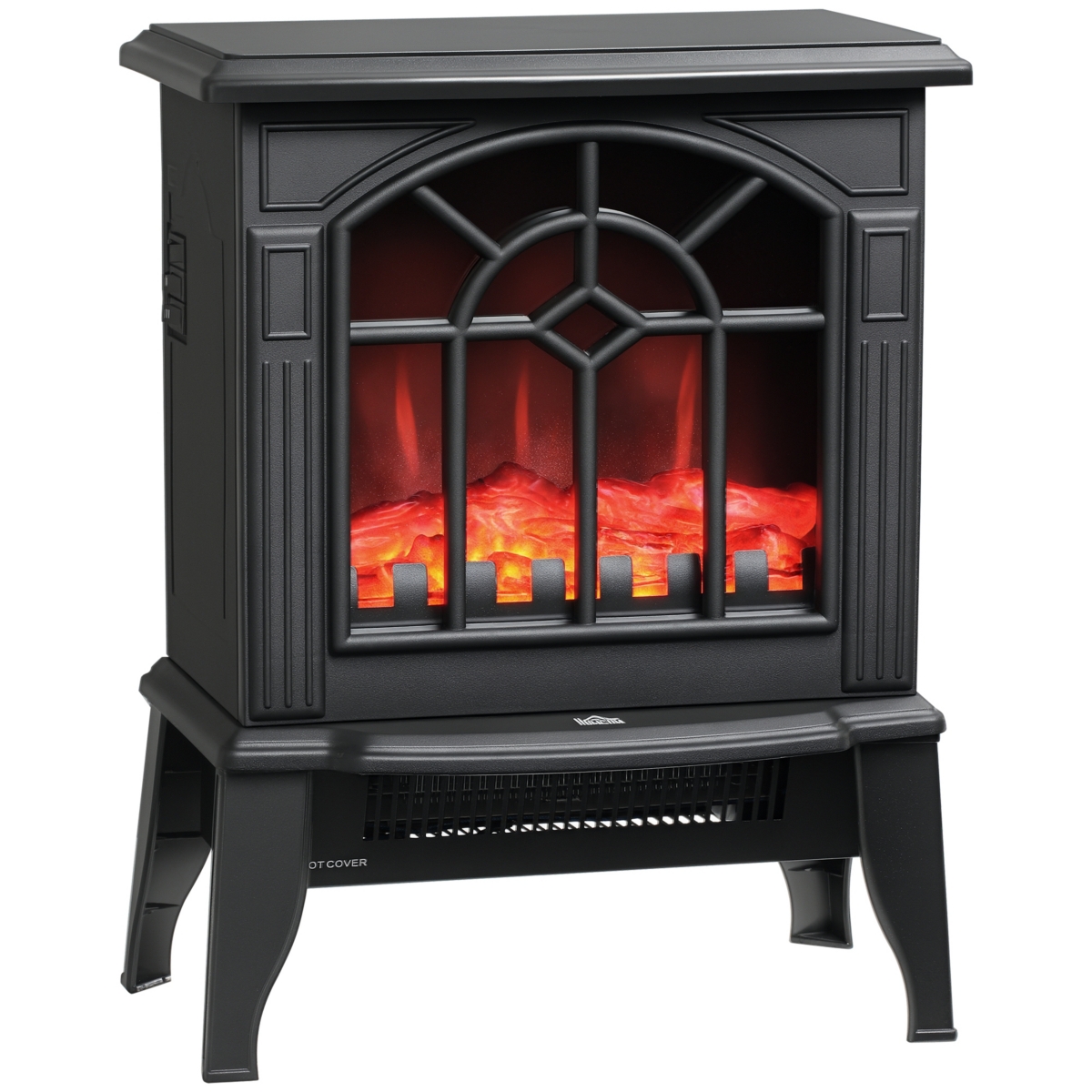 Homcom Freestanding Indoor Electric Heater w/Realistic Flame & 2 Heat Settings