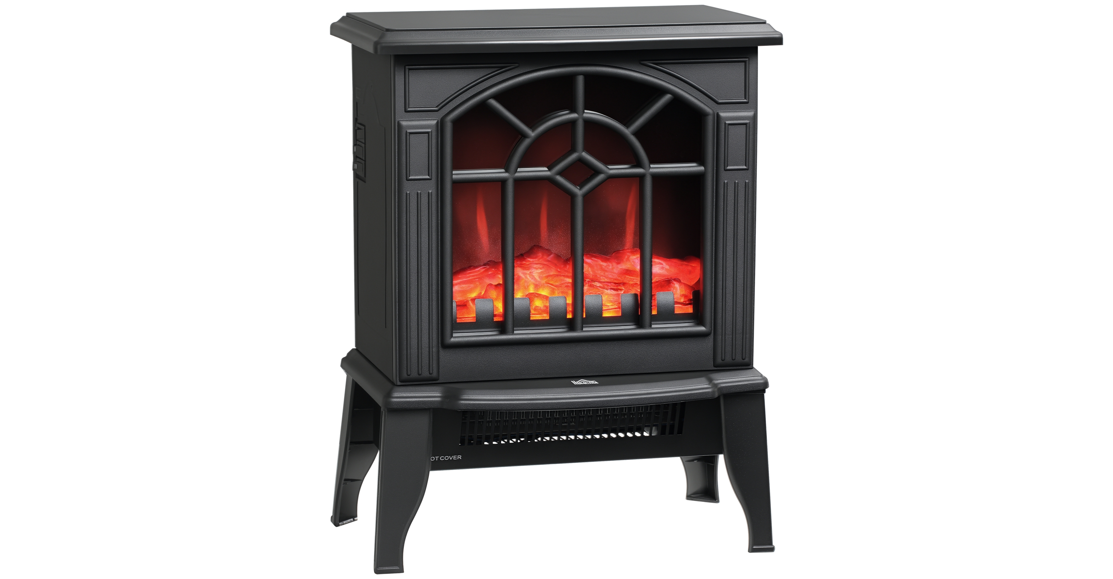 Homcom Freestanding Indoor Electric Heater w/Realistic Flame & 2 Heat Settings