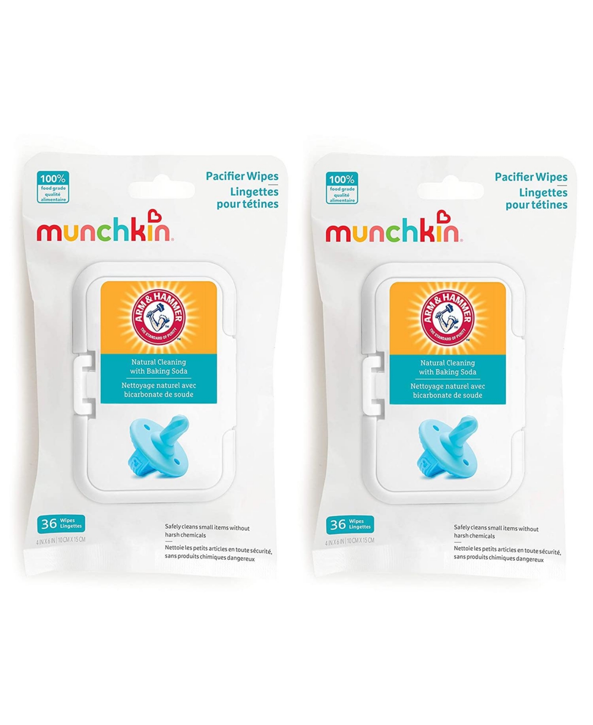 Munchkin Arm and Hammer Pacifier Wipes, 72 Pack, Size: 2 pk, White