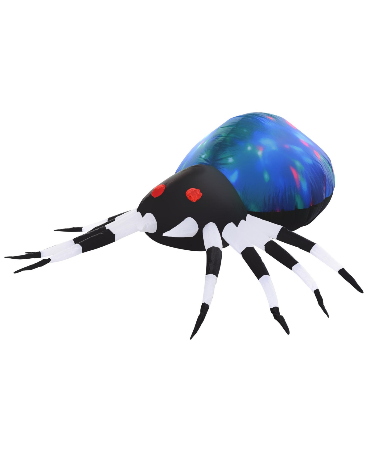 5' Long Inflatable Halloween Multicolor Red-Eyed Spider, Inflatable Led Yard Display Indoor Outdoor for Garden, Lawn, Party, Holiday - Blue
