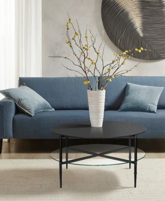 Caroline 18" Round Interchangeable Wood Glass Top Coffee Table