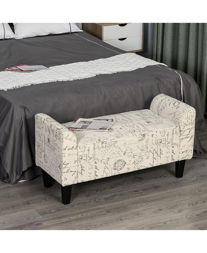 Contemporary Linen Armed Ottoman Bench Home Decor Beige Macy's