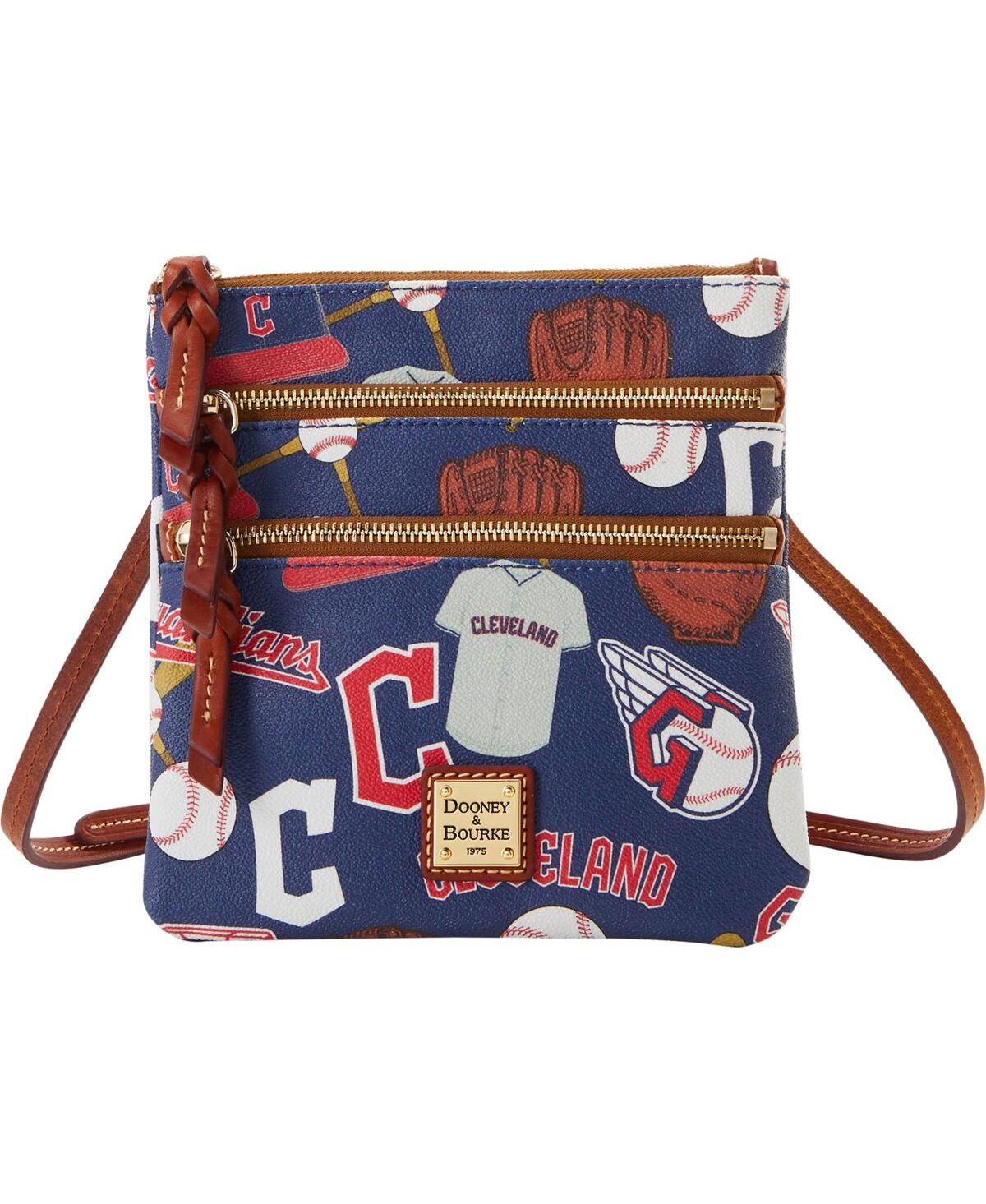 DOONEY & BOURKE WOMEN'S CLEVELAND GUARDIANS GAME DAY TRIPLE ZIP CROSSBODY PURSE