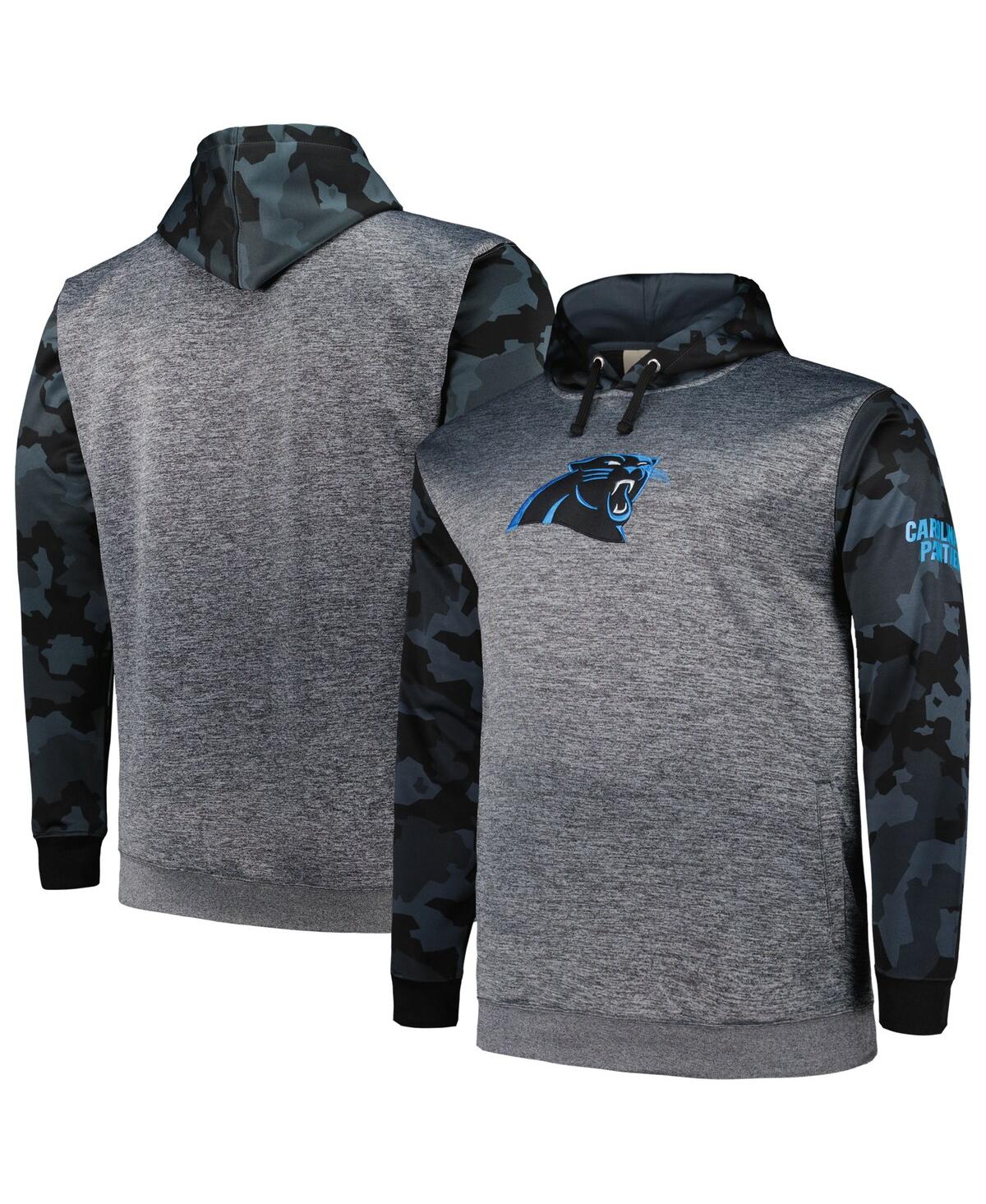 Fanatics Branded Heather Charcoal Carolina Panthers Big & Tall Camo Pullover Hoodie In Heather Charcoal