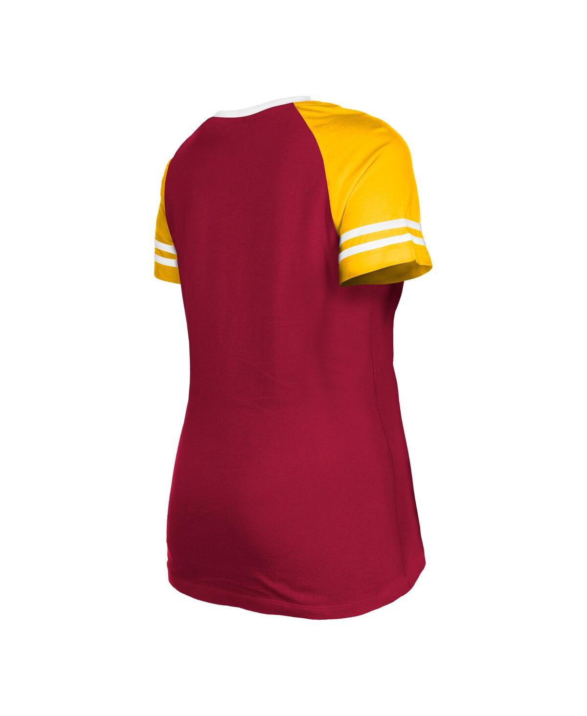 NEW ERA WOMEN'S NEW ERA BURGUNDY WASHINGTON COMMANDERS RAGLAN LACE-UP T-SHIRT 