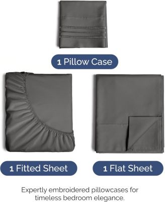 Microfiber 3 Piece Deep Pocket Sheet Set, Twin