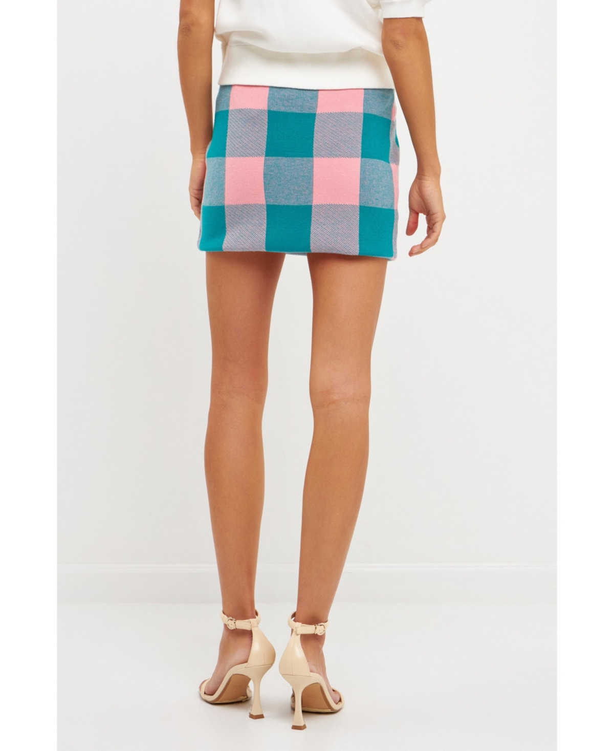 English Factory Women's Gingham Mini Skirt -emerald