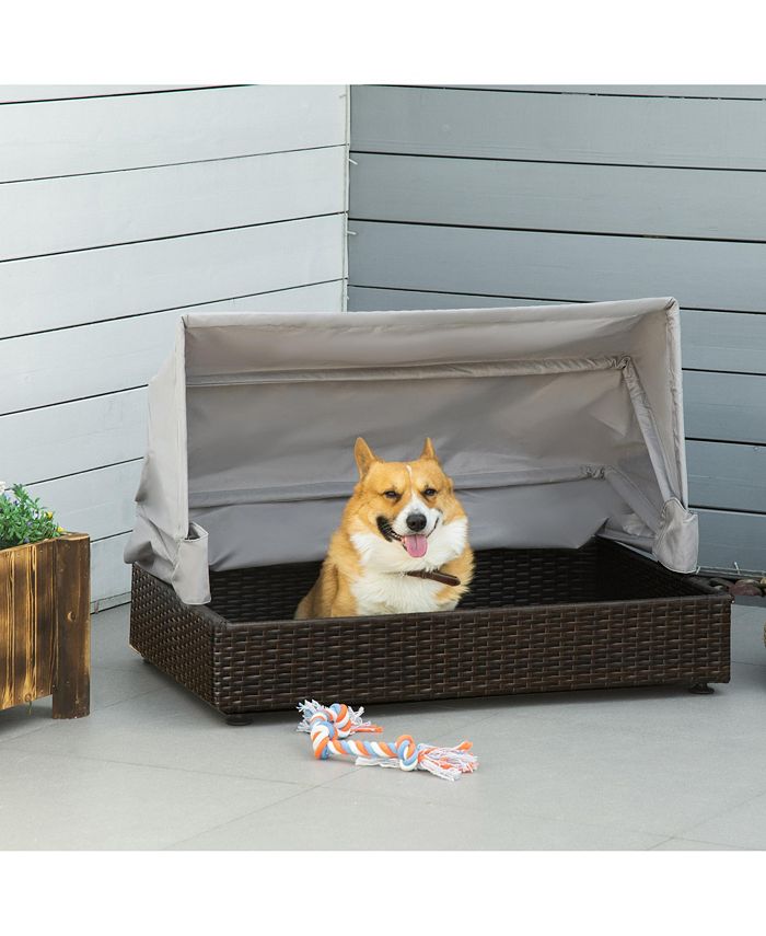 Pawhut Rattan Dog Bed Elevated Pet Sofa Wicker Cat House Photo Inspiration