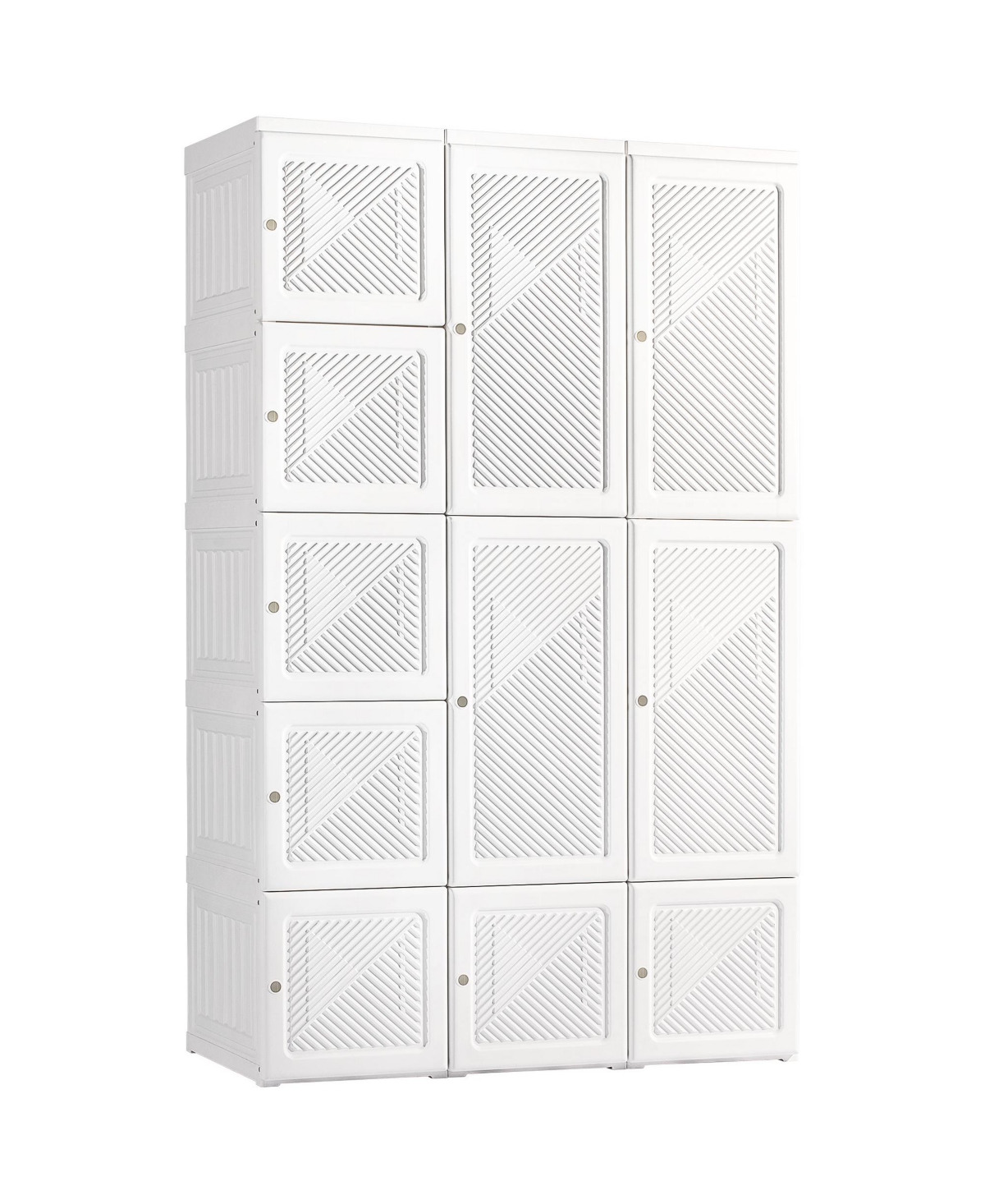 Portable Wardrobe Closet, Bedroom Armoire, Foldable Clothes Organizer with Cube Storage, Hanging Rods, and Magnet Doors, White - White