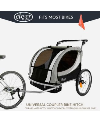 Deluxe 3-in-1 Double Seat Bike Trailer Stroller Jogger for Kids, Grey