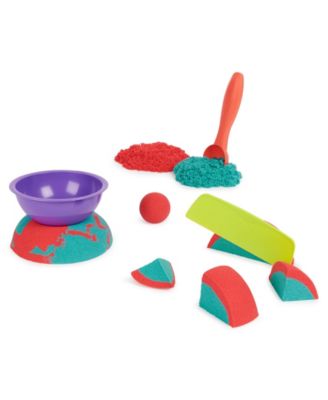 Kinetic Sand Mold N' Flow, 1.5 Red and Teal Play Sand, 3 Tools Sensory Toys for Kids Ages 3 Plus