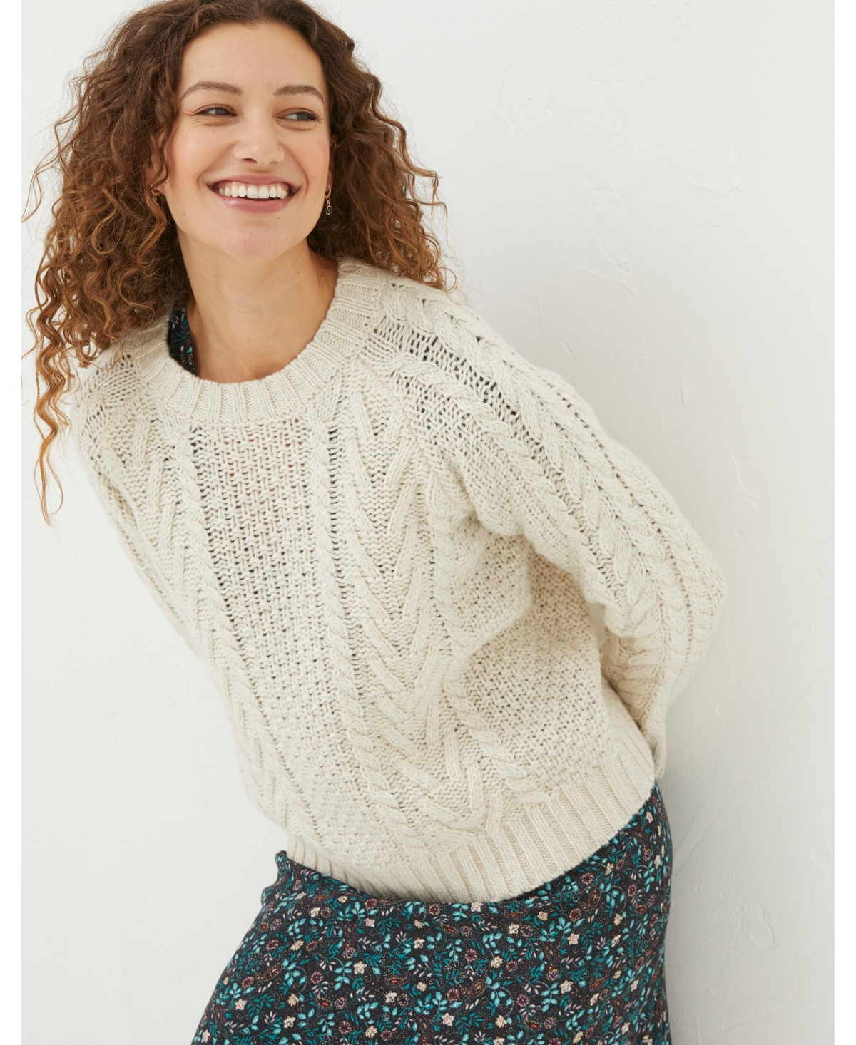 Women's Candice Cable Crew Sweater - Ivory