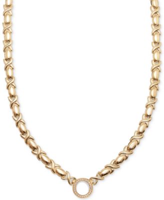 Macy's - Diamond Circle Stampato 18" Collar Necklace (1/6 ct. t.w.) in 14k Gold-Plated Sterling Silver
