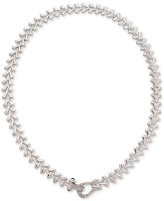 Diamond Horseshoe Heart Link 18" Collar Necklace (1/4 ct. t.w.) in Sterling Silver