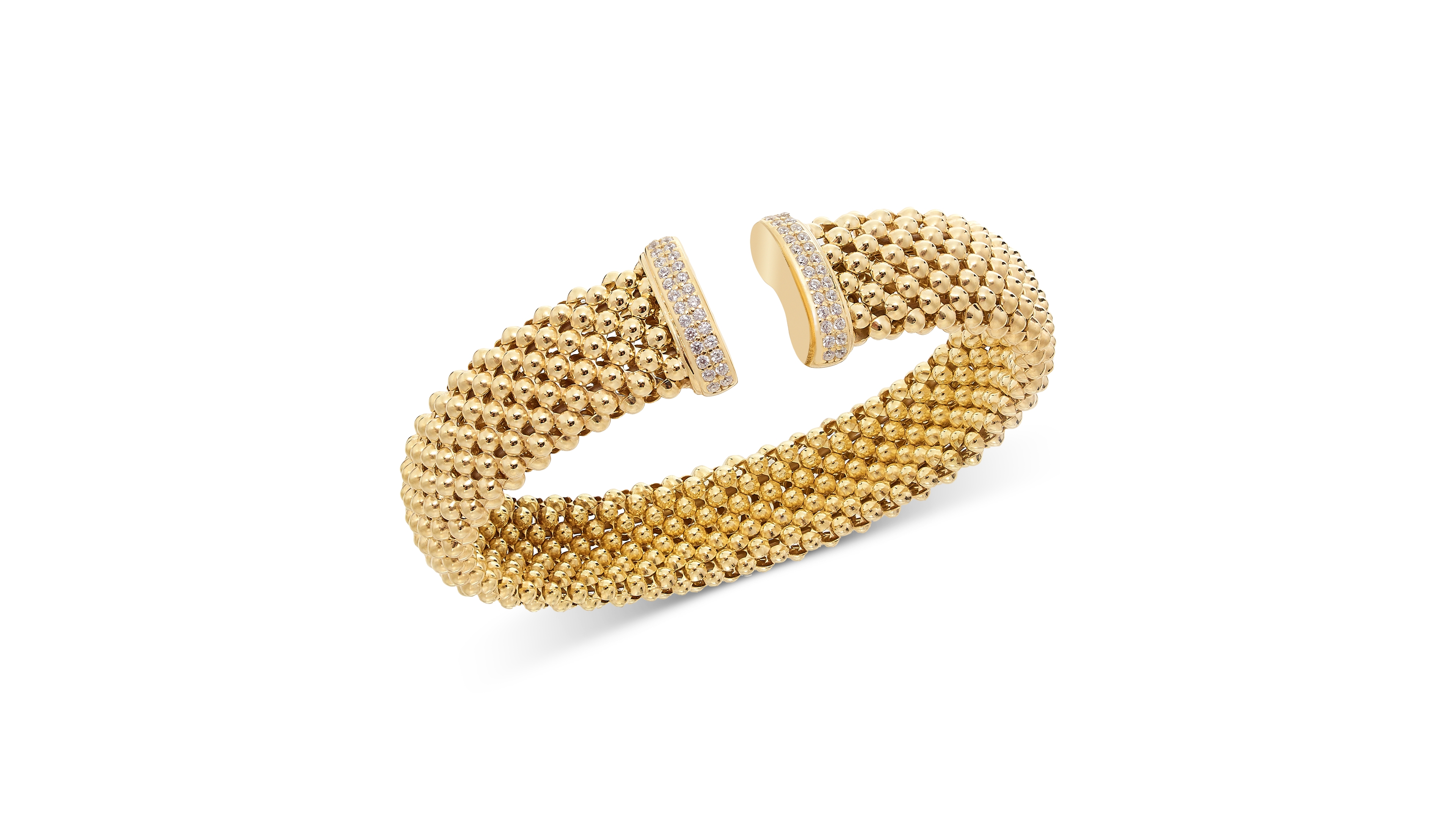 Diamond End Mesh Cuff Bracelet (1/2 ct. t.w.) in 14k Gold-Plated Sterling Silver